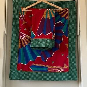 Martex Atelier 90s Jeanne Marc Pair Of Pillow Shams Kabuki Fans Red